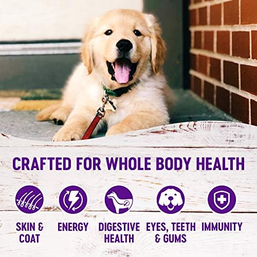 Wellsees Wellness Комплетна здравствена храна суво кученце, 5 фунти торба кученце за стоматолошко џвакање третмани + велнес меки