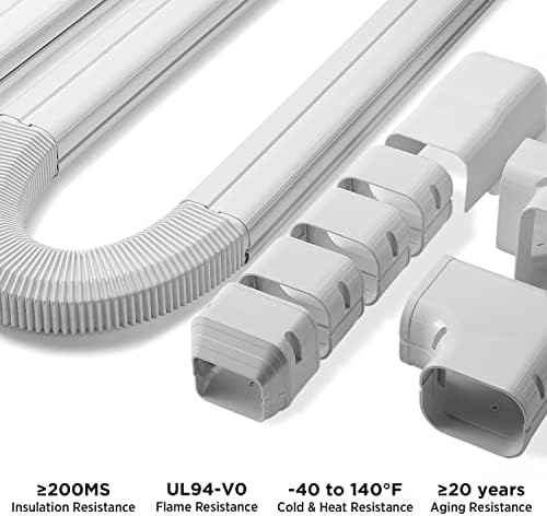 Turbro 4 W × 14 'l Декоративен PVC линија за покривање на линијата за мини разделување и централни климатизери, системи за пумпи за топлина