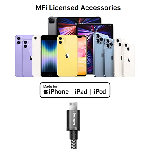 MOBIFANG USB До Apple Молња Кабел за iPhone, Mfi Сертифициран, Мек Издржлив Најлон Плетенка, iPhone Кабел За Полнење За apple iPhone