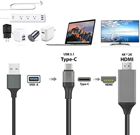 ПРО USB-C HDMI Компатибилен Со Samsung Galaxy S22+/ 5G/Плус/Ултра на 4k со Приклучок за Напојување, 6ft Кабел На Целосна 2160p@60Hz, 6ft/2m