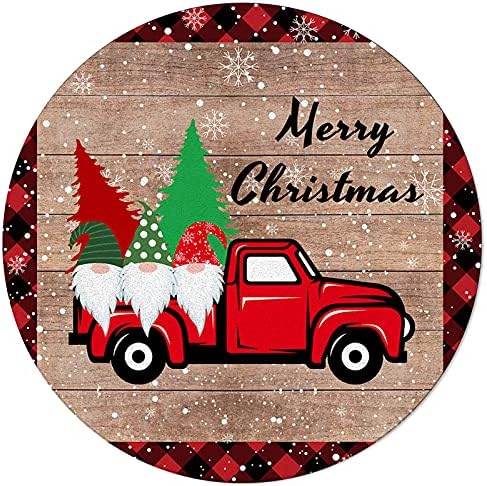 Голем килим за дневна соба за дневна соба, 6-ти килими кои не се лизгаат за детска соба, Божиќ црвен камион гном Божиќ дрво дрво жито црвено карирано
