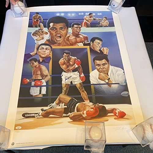 Мухамед Али потпиша 25x35 голем литографски фотографија JSA оценета 9 нане - автограмирана боксерска уметност