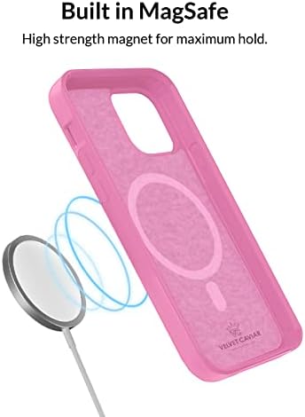 Кадифе Кавијар Компатибилен со iPhone 14 Pro Max Случај MagSafe Силиконски Розова - Заштитни Микрофибер Поставата- [6ft Капка Тестирани]