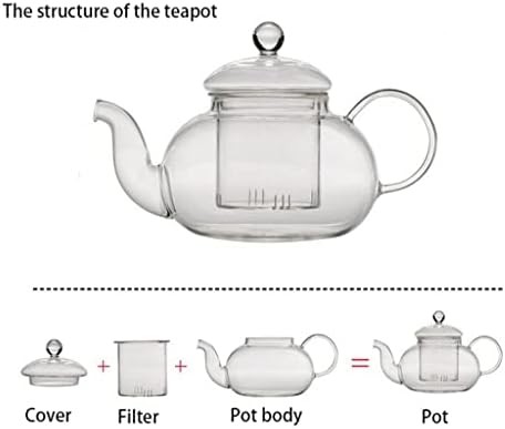 Ldchnh отпорен на топлина стаклен сад за чај, практично шише цвет чајник со инфузер чај лисја од билкан кафе