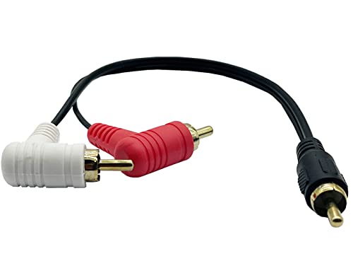 Аудио стерео стерео стерео адаптерски кабел на Traovien RCA, позлатен RCA машки до 2 двојни машки компјутерски адаптер за адаптер Аудио