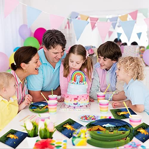 Кампување шатор за роденденски садови за роденденски садови сет служи 24 - за еднократна употреба 7 -инчни хартиени плочи, 9