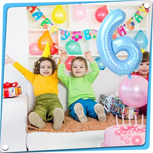 40 Бебе сина број 6 балон за украси за роденденски забави, големи балони со број на хелиум фолија 0-9 за возрасни балони/годишнина/славење