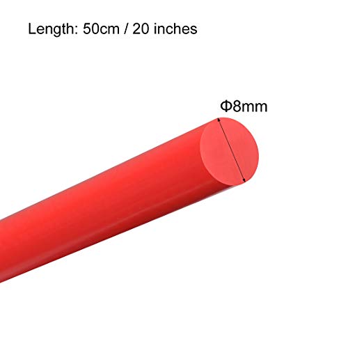 Uxcell пластична тркалезна шипка 5/16 инчи дијаа 20 инчи со должина на црвена полиоксиметиленска прачка Инженерска пластична