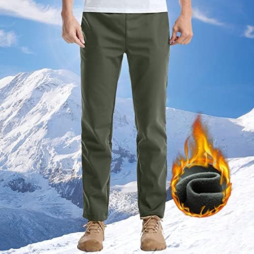 Симпатична Машка Обична Топла Панталона Цврсти Ветроупорни Надворешни Панталони Кадифен Џеб Панталони За Влечење Дожд - Топла