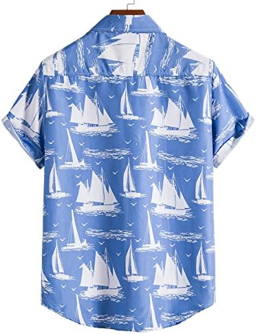 Bmisegm лето мажи Тенок одговара костум за машки хавајци, приврзана кошула со кратки ракави кошула од кошула печатени шорцеви за шорцеви за
