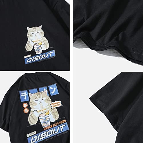 Vamtac Mens Gurewized Cat Graphic Tees Harajuku кошула обични летни врвови на улична облека естетска маица унисекс
