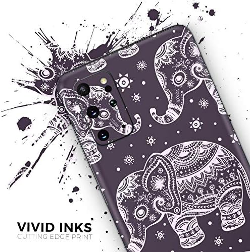 Дизајн Скинц виолетова света слон образец заштитна винил декларална обвивка за обвивка на кожата компатибилен со Samsung Galaxy S20