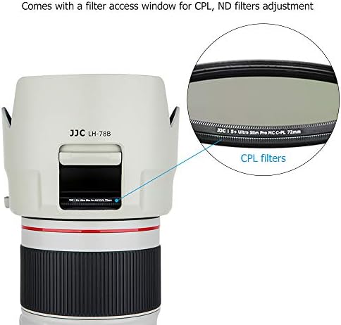 Реверзибилна сенка на аспираторот за леќи со прозорец за прилагодување на филтерот ND CPL за Canon EF 70-200mm F4 L II II USM леќи на EOS 5DM4