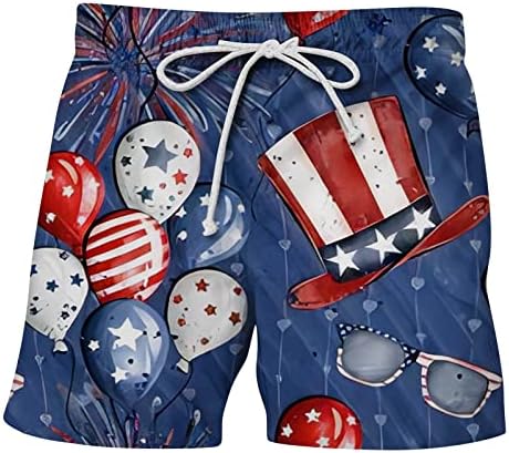 Венкомг1 патриотски шорцеви за мажи, starsвезди и ленти пливаат стебла на 4 -ти јули шорцеви Ден на независност САД шорцеви со знаме на знаме