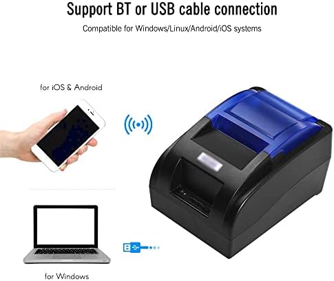 Печатач за термички прием од 58мм со BT USB интерфејс Билет за голема брзина Билет за јасно печатење компатибилен со командите ESC/POS