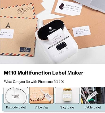 Fomemo M110 Етикета Творецот со 3 Ролни 1.96 x 2.75 Термички Етикети, Bluetooth Термичка Етикета Создателот Печатач Се Однесуваат На Етикетирање,