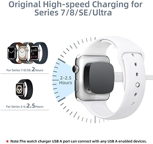 USB C Watch Chaber Cable компатибилен со Apple Watch Series SE2/8/7/6/5/4/3/2/1/SE, полнач за автомобили со магнетски часовници компатибилен