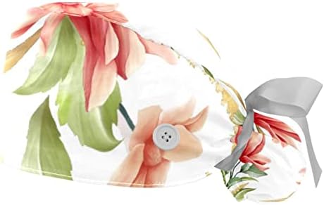 2 парчиња Тропски црн цветен цвет Работно капаче со копчиња и вратоврска со лента за долга коса