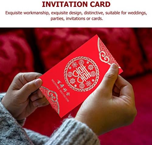Бестојард 10 парчиња Кинески Картички За Покана За Свадба Двојна Ресна Црвено Сечење Свадбени Покани Картички Со Лента Спајк Свадба Фаворизира
