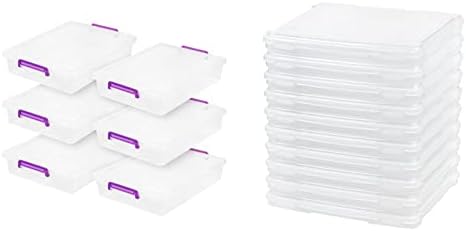 ИРИС САД 6 Qt. Голем Рамен Пластични Модуларен Контејнер За Организирање Канта За Складирање, 6 Пакет, Јасна и Виолетова &засилувач;