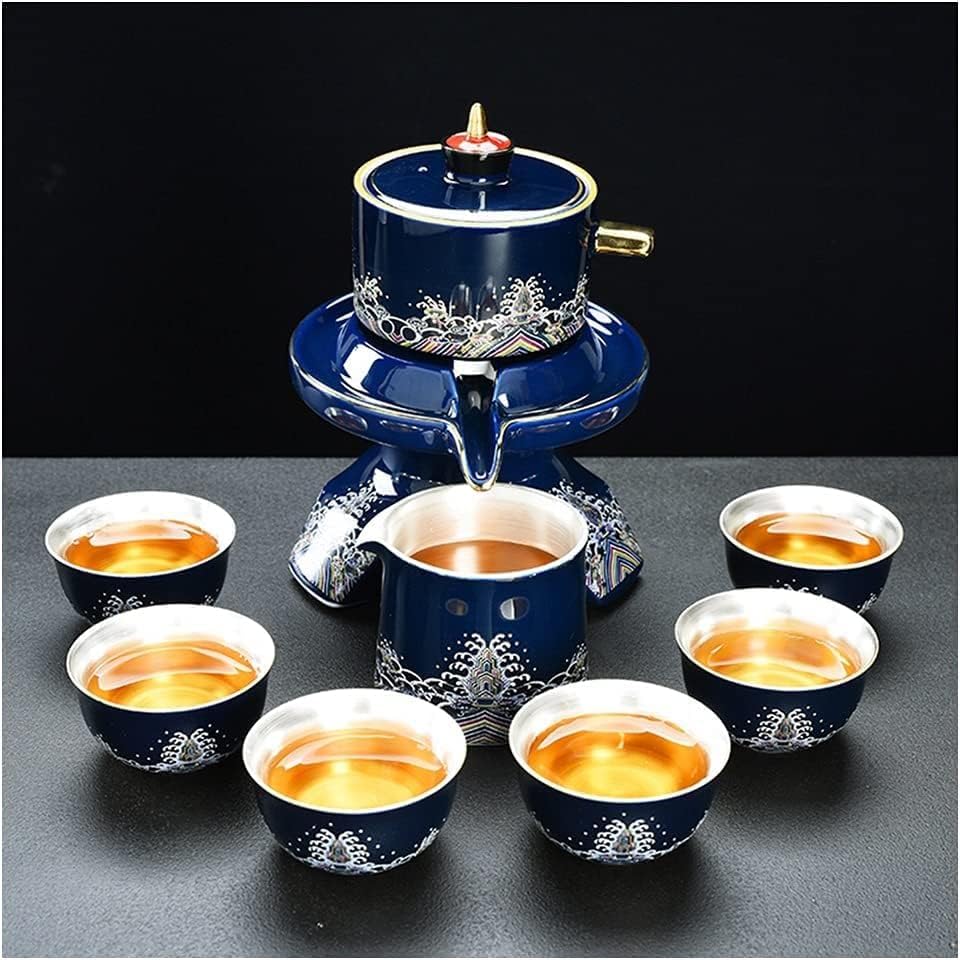 Razzum Кинески Гонгфу чај сет ретро кинески чај сет полуавтоматски чај од меленица сет керамички полуавтоматски меленица чајник чајник за