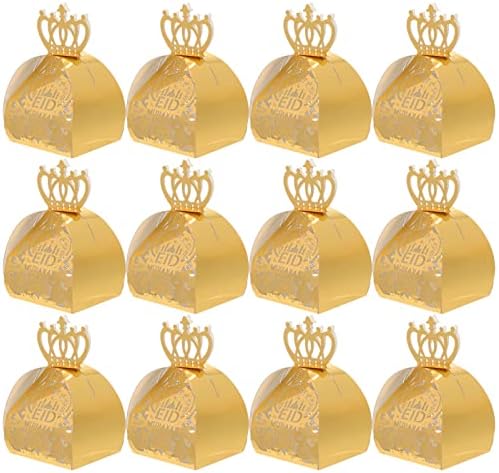 Круна забава фаворизира кутија кутија: 50 парчиња принцеза Еид Мубарак кутии за колачиња за бонбони за свадба роденден за бебиња за туширање