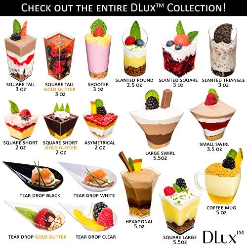 DLUX 100 4 -во солза солза мини апетизаторски плочи со вилушки, црни пластични лажици за еднократно користење - Десерти и мезе, чинија