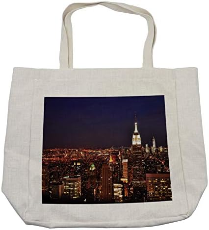 Торба за купување торбичка во Newујорк, Yorkујорк во ноќна империја во североисток најтрофејниот град САД Фото, еко-пријателска