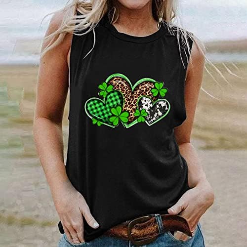 2023 Women'sенски Свети Патрик маица без ракави резервоари со врвни кошули на вратот Ирска маица Шамрок маица летни култури за култури на