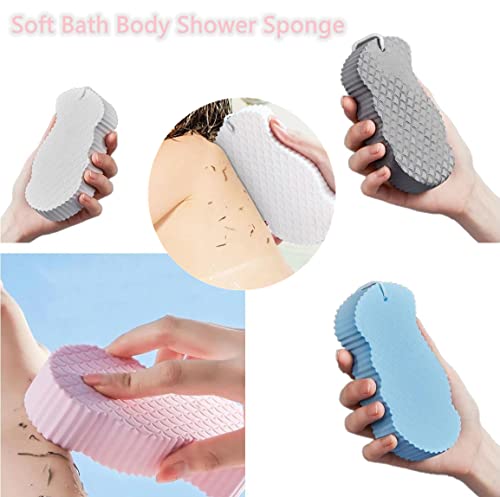 Мека сунѓер за бања за жени и мажи, сунѓер за туширање со 3Д бања, спа -чиста ексфолијатор мртва кожа отстранување, ексфолирачки сунѓер