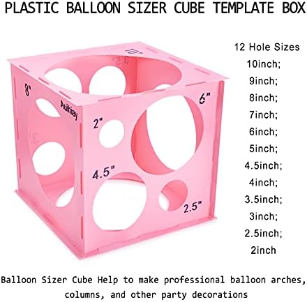 Ауихиј 12 Дупки Пластична Кутија За Големина На Балон, Розова Алатка За Мерење На Големината На Балонот Што Се Склопува За Лакови