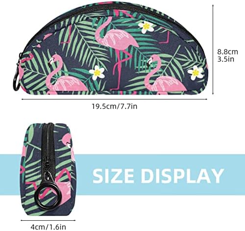 Мала Торба За Шминка, Патент Торбичка Патување Козметички Организатор За Жени и Девојки, Модерен Цртан Филм Тропски Лист Цвет Фламинго