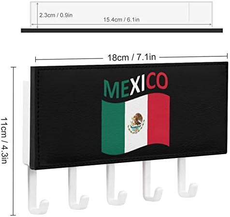 Знаме на Мексико Пу кожен клуч држач за клучеви монтиран клуч за клуч за куки за клучеви решетката за решетки за полица за влез