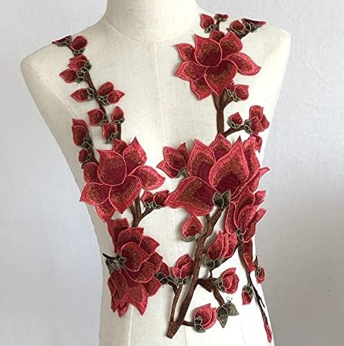 SELCRAFT 1SET ROSE FLOWS FLOCE везење чипка ткаенина Апликација за облека за вечерно фустан