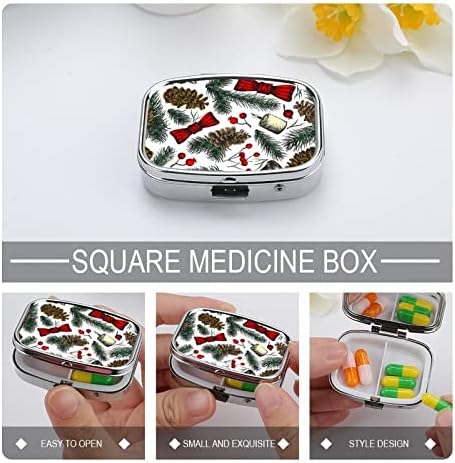 Пилула кутија Мери Божиќна шема, лак вратоврска бор, конус, плоштад во форма на таблети, преносен таблета со витамин контејнер, организатор на
