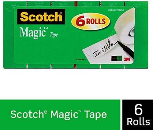 Диспензерот за шкотски со магична лента 3/4 x 350 инчи, разновидни бои и магична лента, 3/4 x 1000 инчи, пакет со 6 броеви