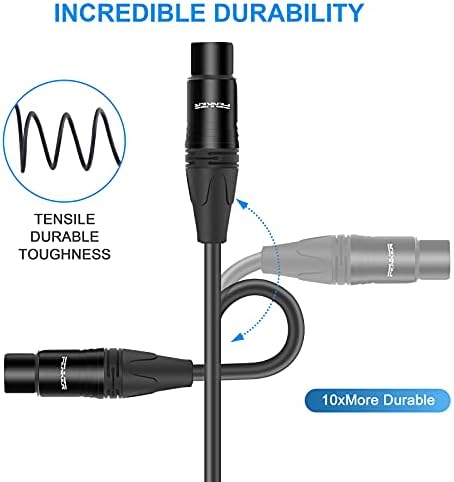 Кабел Penker XLR, кабел за микрофон 3ft 2 пакет, XLR машки до женски избалансиран кабел за микрофон 3 пински, 3 стапала за кратки микрофон, црна и сребрена 2 пакет дизајн