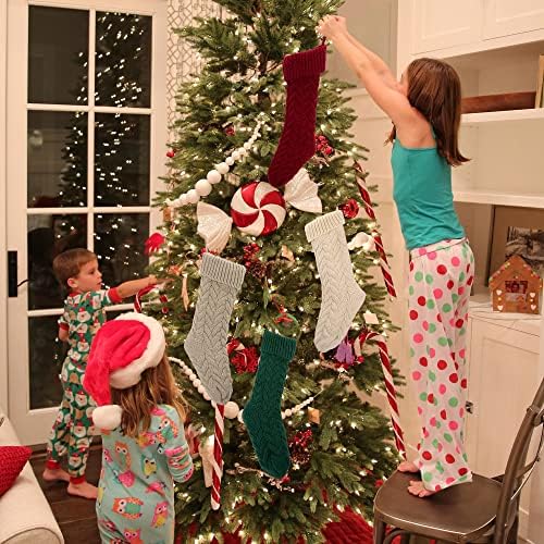 Најмногу плетени божиќни чорапи, 4 пакувања 18 Кабел со голема големина плетено плетено Божиќни чорапи за Декор за сезоната на семејни