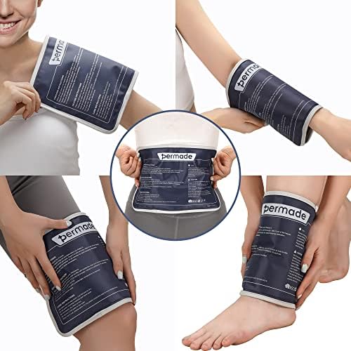 Гел леден пакет за повреда, мал 12 x8 Flexible Flexible Cold & Hot Compress Pack за колк, колено, рака, стапало, рамо, колено, грб, мигрена,