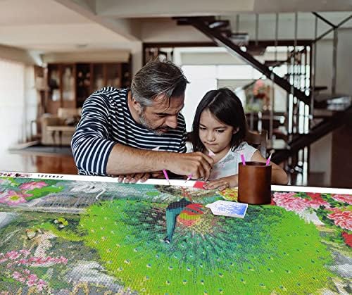 Zgmaxcl дијамантски сликарство DIY за возрасни и деца околу целосна вежба паун и цвеќиња rhinestone Голема големина wallидни
