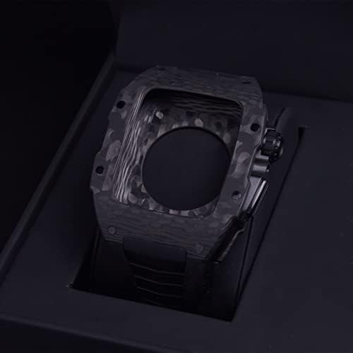 CZKE Carbon Fiber Case Case Sport Style Mod Комплет за Apple Watch 7 45mm лесен ремен за iWatch 6 SE 5 4 Серија 44мм додатоци за DIY