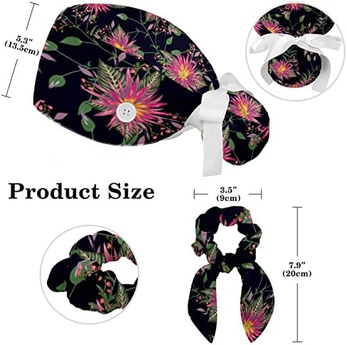 Работно капаче со копчиња за прилагодување на џемперите со џемпери со хируршки капачиња за жени, цветна шема