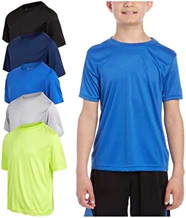 Атлетска маица на момчињата Ixtreme-5 пакувања со активни перформанси со суво вклопување спортови