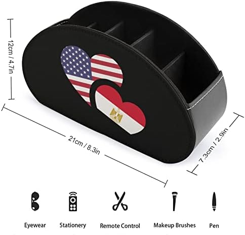 Египетско американско знаме модерен држач за далечински управувач со 5 оддели PU кожа мути-функционална канцеларија организација