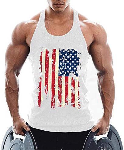 Cuifutang мажи резервоарот врвот на американското знаме фитнес бодибилдинг памучна салата врвови на врвот на резервоарот за мускули на
