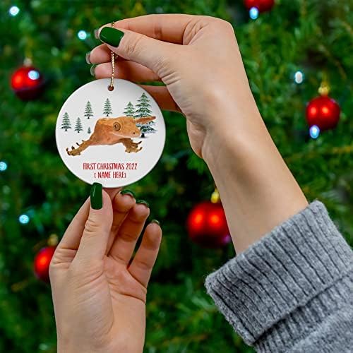 Персонализирано име Обично година Геко Крејтирана Прва Божиќ 2023 година Орнаменти на дрвја Подароци Нова Година 2024 Декорации