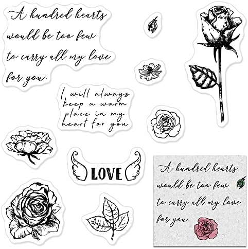 Среќен Денот на вineубените loveубовни зборови сентиментираат јасни марки за правење картички за книги за книги, цветни рози чисти марки
