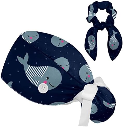 Симпатична лента за кит точки Посебно прилагодливо работно капаче со копчиња/лак за коса, чистата со џемпери со џемпер со џемпер