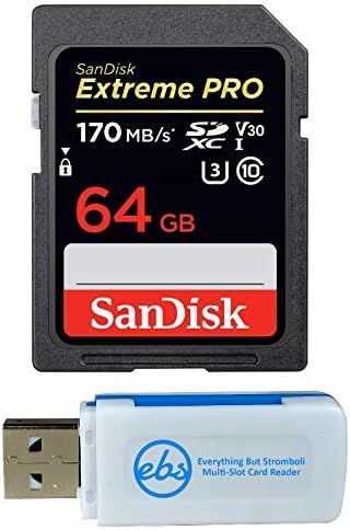 Sandisk Extreme Pro 64GB Sd Картичка За Камера Работи Со Никон Z7 II, Z6 Ii-SDXC UHS-I Пакет Картичка Со Сѐ, Но Stromboli Микро &засилувач; Сд Мемориска Картичка Читач