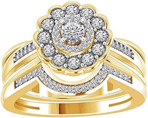 2023 година Нова форма на цвет од цвет, брановидни прстени дами околу цирконот Вклучен креативен задник прстени за деснички прстени